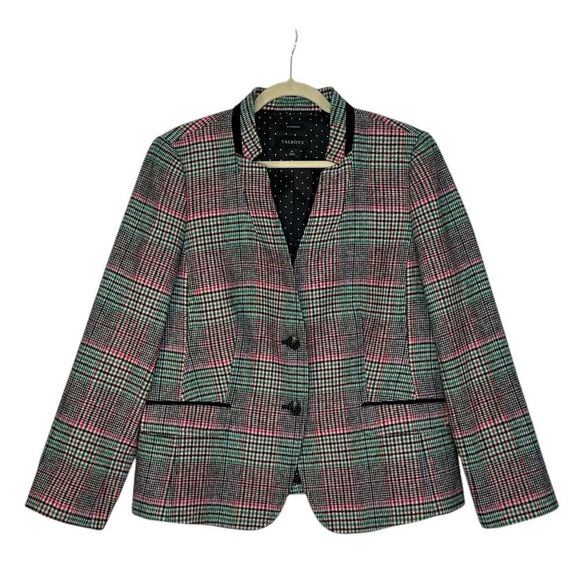 Talbots Shetland Aberdeen Tipped Plaid Wool Blend Blazer | Size 14 - Picture 2 of 9